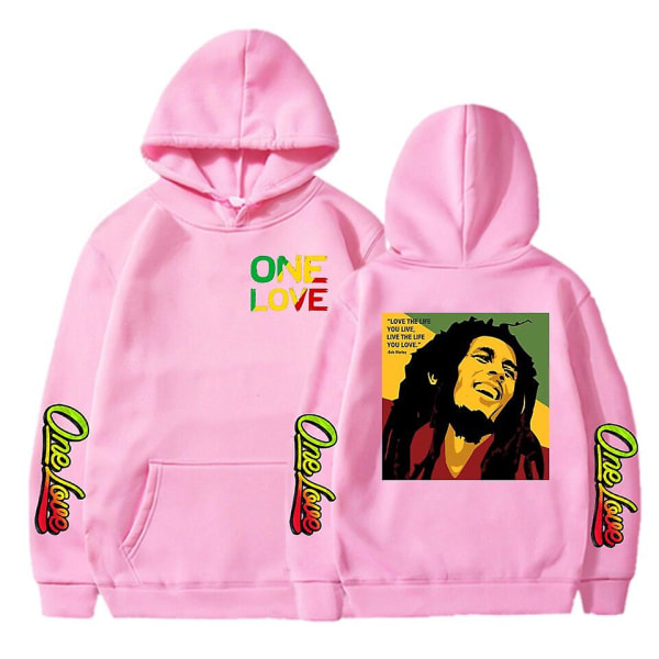 Rapper Bob Marley Hoodie Mænd Mode Kappa Dreng Sweatshirt Kid Hip Hop Dame Svedtrøjer Legende Reggae One Love Hoody Gothic Herretøj XXL 2DF5122407-pink