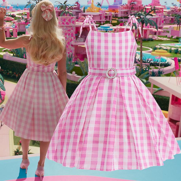 Rosa Klänning, Barbie Kläder För Tjej, Bar-bie Kostym Klänning Outfit För Barn Rosa Fest Film Cosplay Halloween Kostym Med Tillbehör Dress 150cm