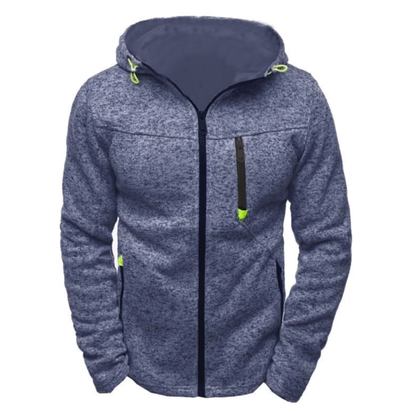 Herrejakke Casual Hoodies Sweatshirt Langærmet Zip Up Coat W Blue M