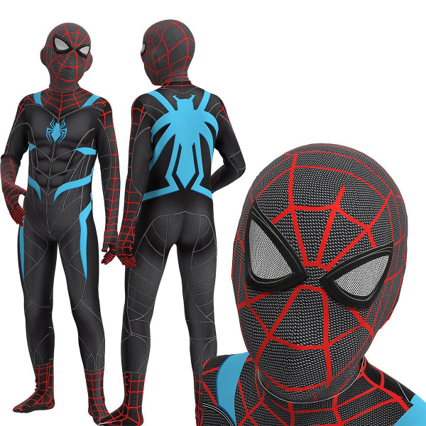 Spider-Man Velocity Suit Cosplay-dräkt Fest Jumpsuit Monterad Barnkläder Spiderman Ansiktsmålning 150cm