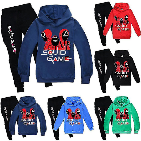Squid Game Kids Unisex Huvtröja Toppar + Byxor Set V Navy Blue 5-6Years