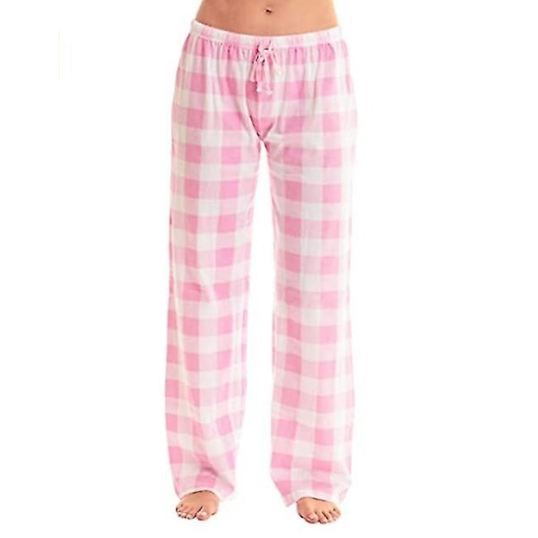 Tianrui kvinnors mjuka pyjamasbyxor,loungebyxor,sömnbyxor vit rosa S