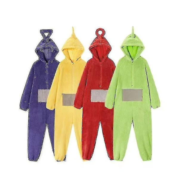 Teletubbies Yksivärinen Pyjama Kotiasu Asu Naisille Miehille Ja Naisille Paksu Koralli Fleece-Y yellow s