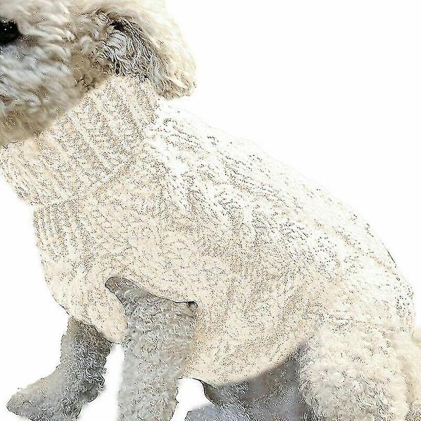 Husdjur Hund Varm Tröja Kläder Valp Katt Solid Stickat Stickad Apparel-26 White L