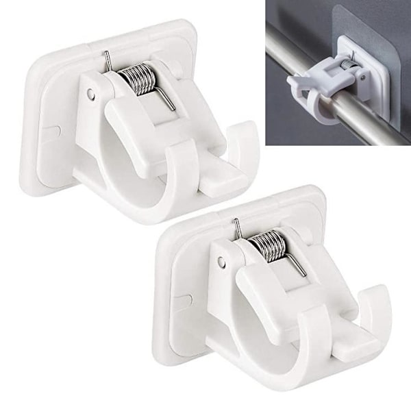 2-Pack - Gardinstångshållare Självhäftande - Stånghållare - white