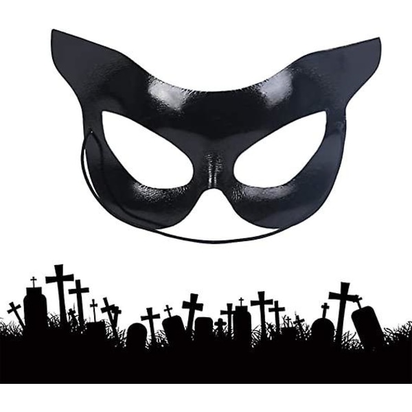 Halloween Katte Maske Catwoman Halvmaske Sort Maske Halvt Ansigt Sexet Catwoman Skønhedsmaske Halloween Fest Kostume