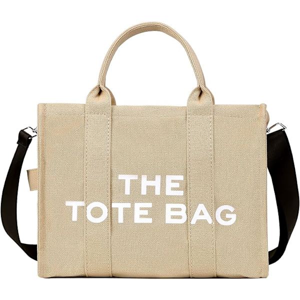 Dame Canvas Tote Bag Casual Canvas Messenger Bag Axelväska Kaki