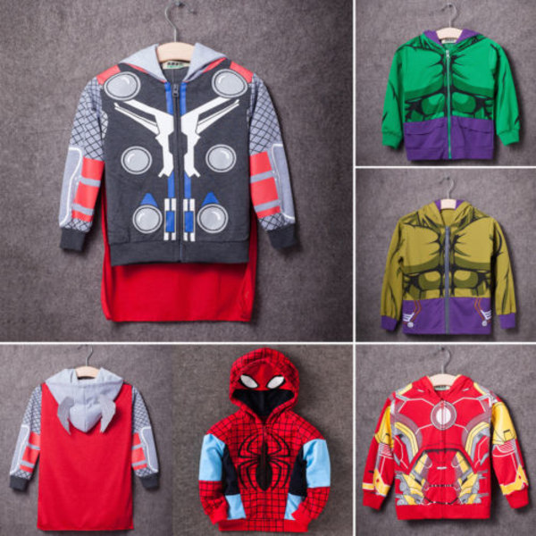 Superhelt Gutter Jakke Kappa Hoodie Langarmet Vinter Ytterklær W Red Spiderman 100cm
