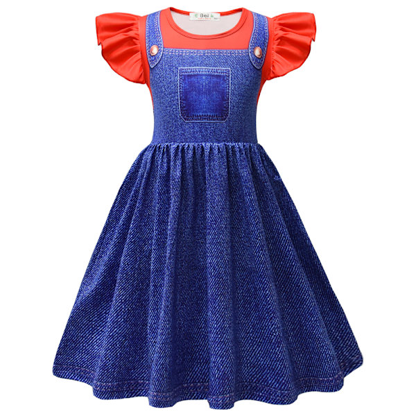 Lasten tytöt Prinsessa Peach & Super Bros lyhyt mekko Kesä Fancy Cosplay puku Red 6-7 Years
