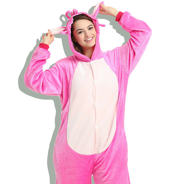 Sød tegneserie anime dyr pyjamas til mænd og kvinder Pink Stitch 120#