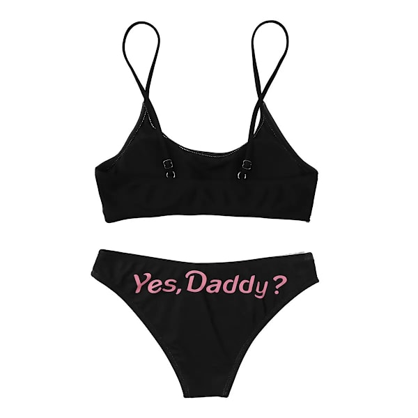 Naisten bikinit exy Lingerie ja uimapuku Yes Daddy -kirjaimella Mini Camisole Bra Topit ja alushousut Alusvaatteet Nainen Anime Cosplay -asu Blue S