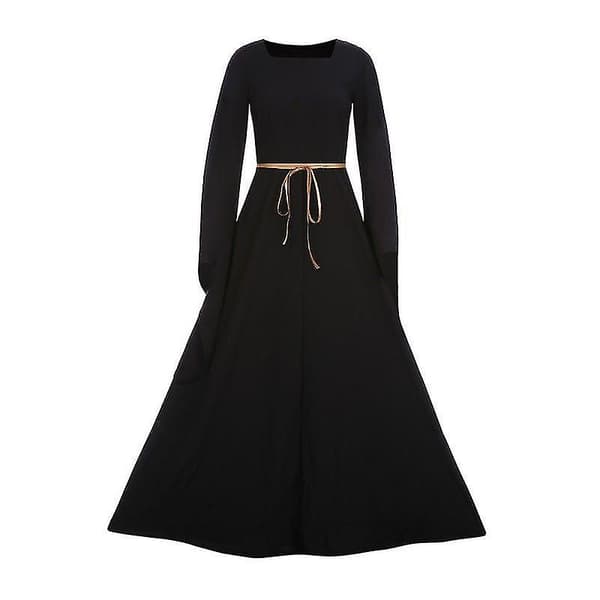 Renessanse Middelalder Maxikjole Gotisk Cosplay Maxikjole For Kvinner V Black L