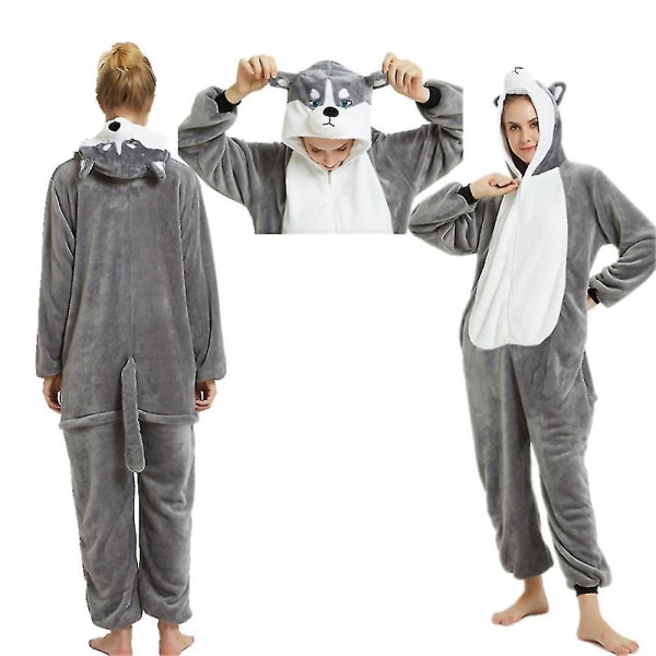 Voksen Onesie Dyre Pyjamas Flanell Hjemmeklær Soveklær Halloween Cosplay Jumpsuit For Kvinner Husky M