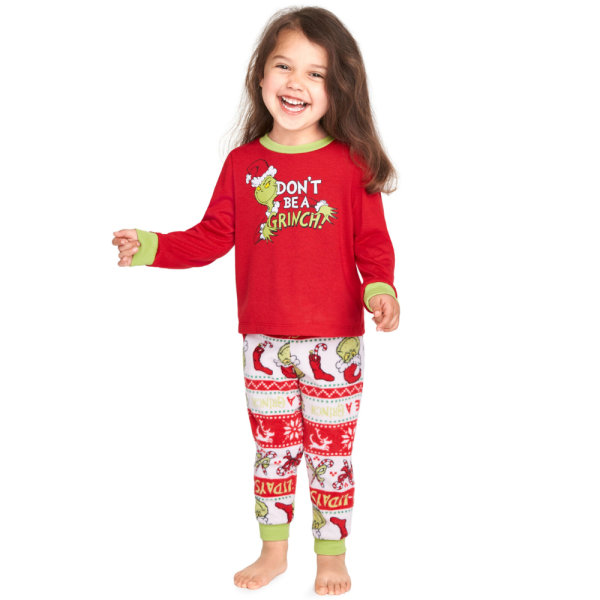 Julefamiliens matchende Grinch pyjamas outfits sovetøj Kid 4-5T