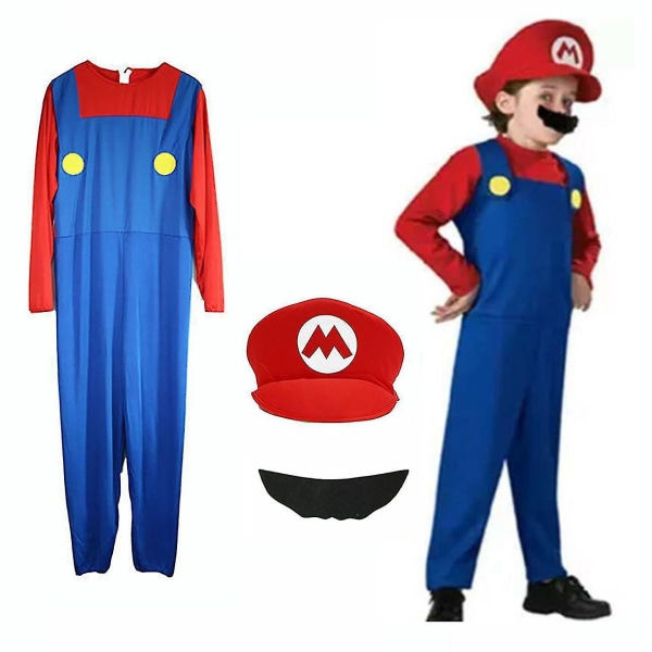 Super Mario Luigi Bros Cosplay Fancy Dress Outfit Kostym Flickan Luigi L Boy Mario S