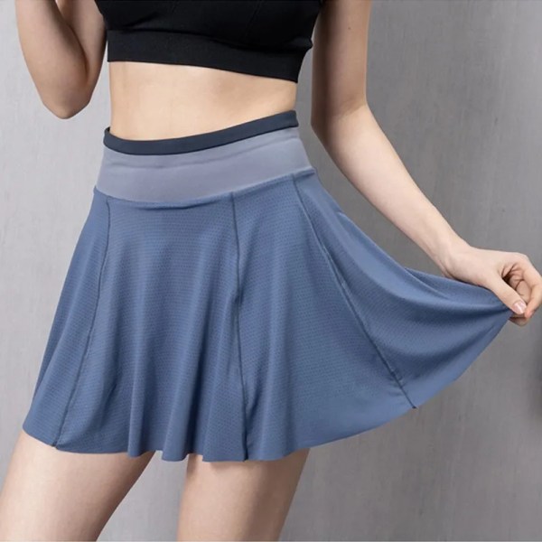 Cloud Hide XS Dam Tenniskjolar Löpning Golf Badminton Byxkjol Sport Gym Fitness Shorts Telefonficka Hög midja Sport Skort NobleBlue M