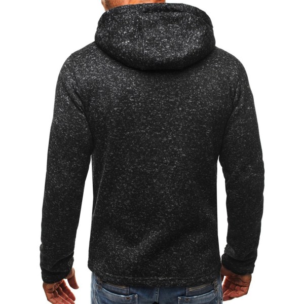 Herrjacka Casual Hoodies Sweatshirt ångärmad Zip Up Coat W Black Grey L