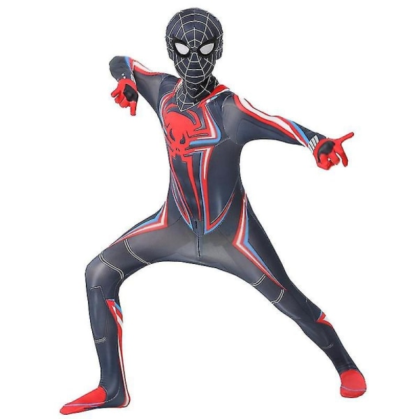 Svart Spiderman Onesie Vuxen Cosplay kostym för barn 130cm Yz 110cm