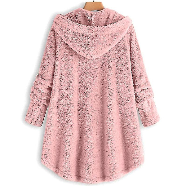 Naisten hupullinen teddykarhutakki Solid V Pink XL