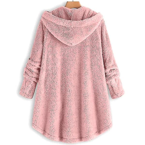 Teddybjörnsjacka med huva för kvinnor Solid V Pink 2XL