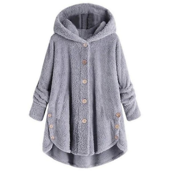 Naisten Oversize-huppari talvi fleece huppari plyysi paksu takki lämmin ulkovaatteet V Light Gray L