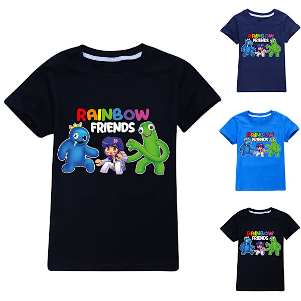 Rainbow Friends t-paita Lapsen asu Rainbow Cosplay lyhythihainen V dark blue 160cm