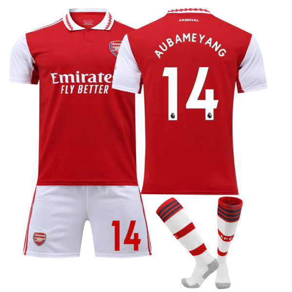 Arsenal 22 23 tröja uppsättning NO.14 Aubameyang 16（90-100cm)