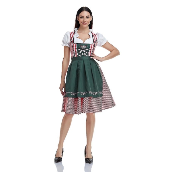 Kvinners Oktoberfest ølserveringskostyme bayersk tradisjonell Dirndl-kjole W Dark Green 2XL