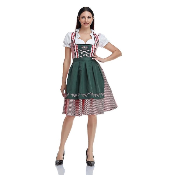 Kvinnors Oktoberfest Beer Maid Costume Bavarian Traditional Dirndl Dress W Dark Green S