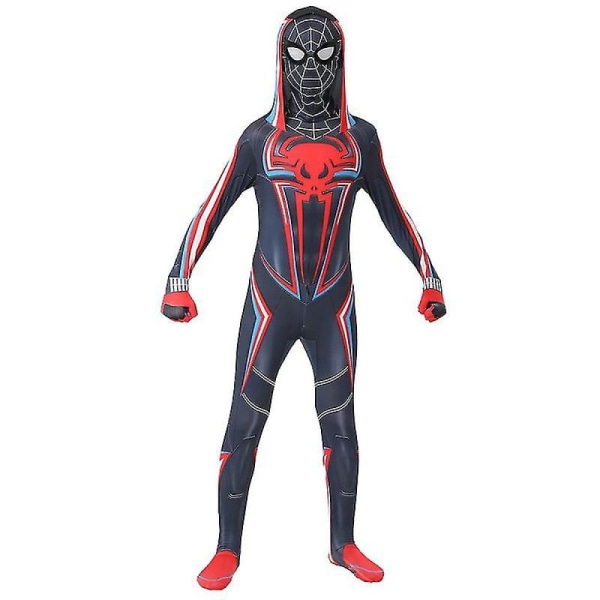 Svart Spiderman Onesie Vuxen Cosplay kostym för barn 130cm Yz 110cm