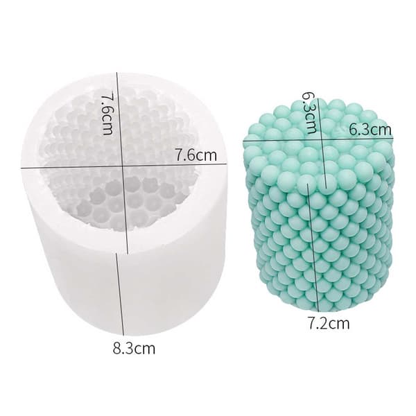 Ljusform DIY Stearinlys Cylinder med Kuler 7cm hvit white