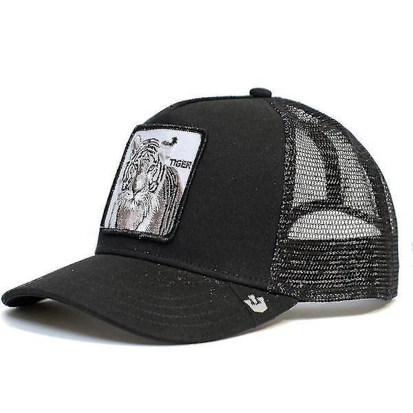 Miesten ja naisten eläinmuotoinen rekkakuskin lippalakki, verkkolippis, snapback-lippis, hip hop -lippikset Black Tiger