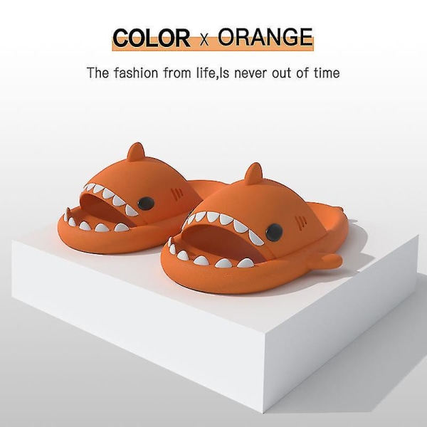 Shark Tofflor - Halkfria duschtofflor - Badrumstofflor - Mjuka sommarsandaler för flickor och pojkar - Nyhet Orange 36-37