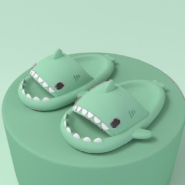Shark Tofflor Halkfria duschtofflor Badrumstofflor Mjuka sommarsandaler för flickor och pojkar Nyhet Matcha Green 40 41
