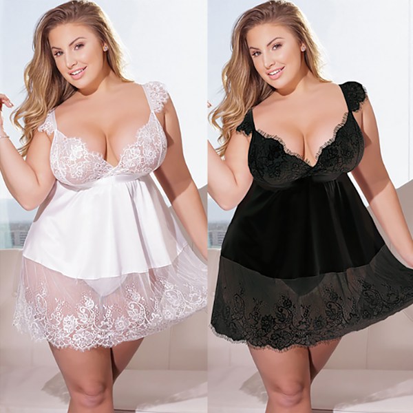 Kvinners sexy kostyme Perspektiv fristelse Kort skjørt Pyjamas Hvit ILX White 4XL