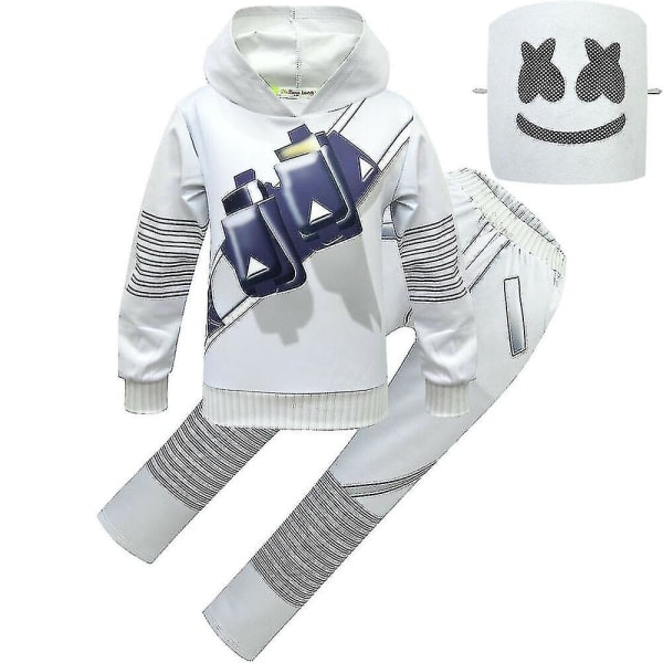 Barn Pojkar Flickor Marshmello Dj Led Mask Hoodie Cosplay Costume Party Fa H 150 9-10 År