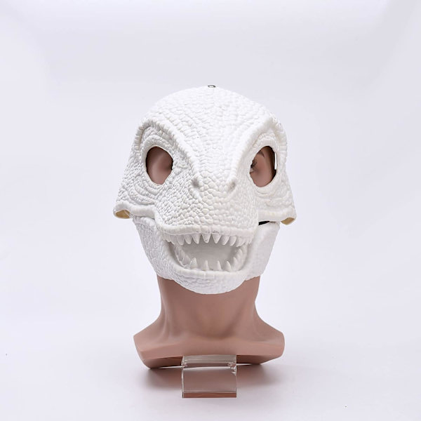BestAlice Dino Maske Bevægelig Kæbe, Dinosaur Maske Hovedbeklædning, Jurassic Bevægelig Dinosaur Hoved Legetøj Velociraptor Maske Halloween White 23 x 15 x 13 cm/9 x 5 x 6 inch