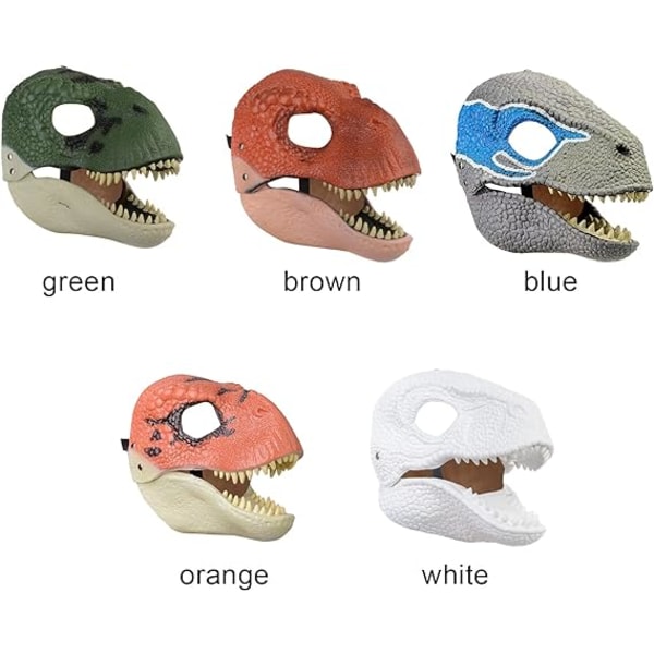 Iögonfallande dinosauriemask, Dino Mask Moving Jaw Decor, Latex Dress Up Huvudbonader med öppning Moving Jaw, Cosplay Party B V