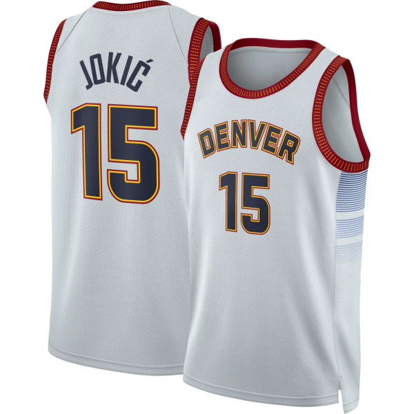 Mordely City Edition Denver Nuggets 2023 herrar Nikola Jokic #15 Grå Dri-FIT swingmantröja för vuxna XL