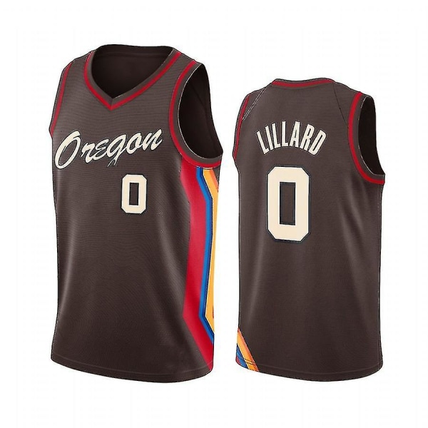 Damian Lillard #0 Baskettrøye 21/22 Idrettsuniform for menn - Brown XL