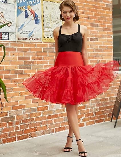 50'er underskørt Rockabilly kjole Crinoline Tutu til kvinder - Red S