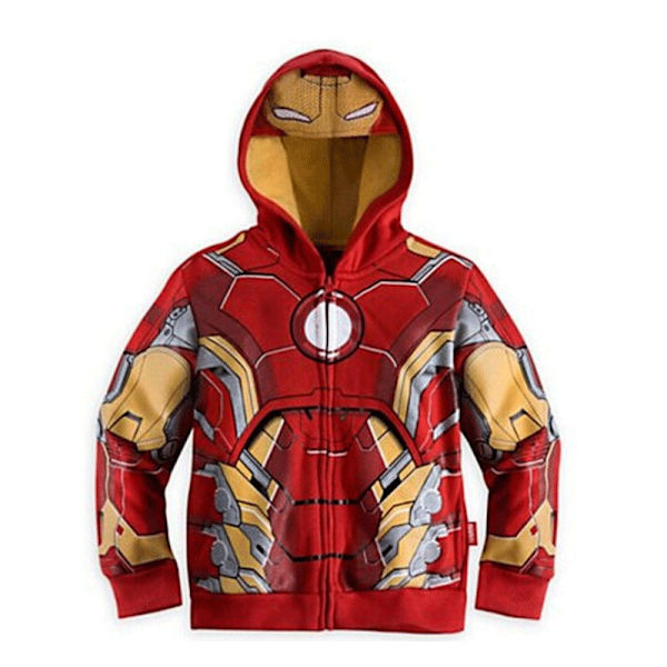 Barn Pojkar Superhjältar Spider-man Hooded Sweatshirt Zip Hooded Jacket Top iron Man V . iron Man 110