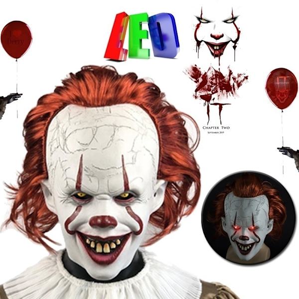 Lateksi Halloween pelottava naamio Cosplay Clown Party Mask Prop V white With Led