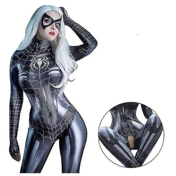 Spider-Man Cosplay Kostume Sexet Bodysuit Superhelt Spider-Man Sexet Dame Sort Jumpsuit Til Voksen Halloween Cosplay Fest #yg W 2XL