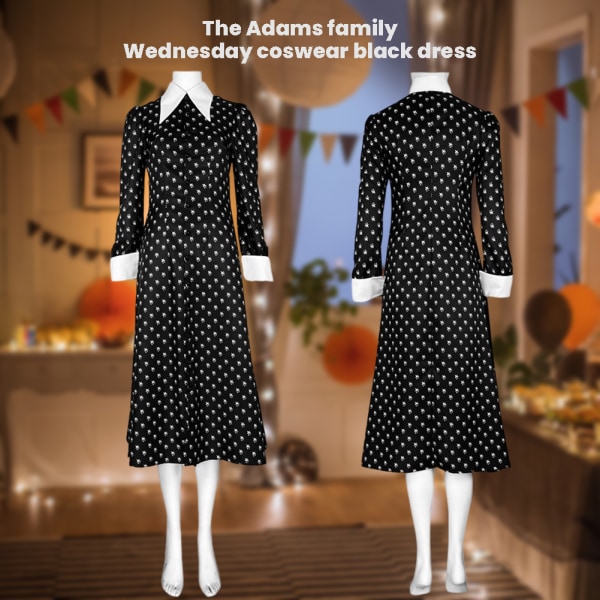 Polka Dot Dre av Wedneday Gothic Coplay Kvinner Jente whole set s