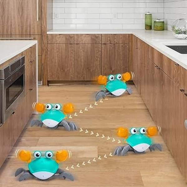 LED musikalsk interaktiv sensor Krypende krabbe Babyleksak for 6 9 12 24 måneder, småbarn til baby Gutt Jente - Perfekt