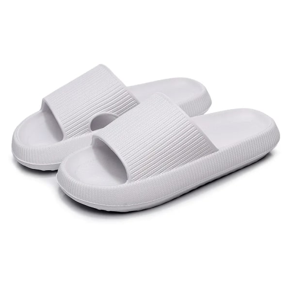 Kvinner Tykke Plattform Cloud Tøfler - white 46-47(290mm)