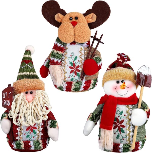 3-pack julsittande Santa Snowman Renbordsdekoration