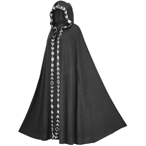 Huppuviitta keskiaikainen renessanssi 5-värinen viitta Halloween Cosplay-asut Elokuva ja televisio Cos-asut Jb5-2-G Black one size