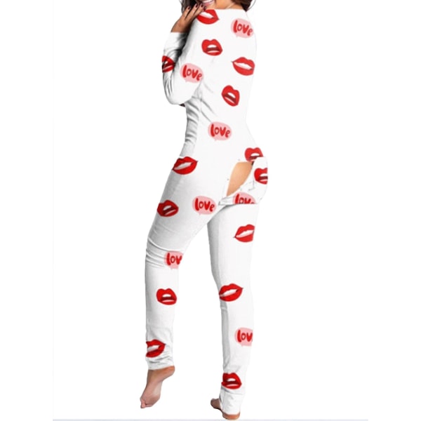 Kvinner Animal Pyjamas One Piece Christmas Bodysuit Jumpsuit Langærmet Nattøy W Love M